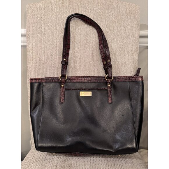 Brahmin Arno Tuscan Black and Brown Leather Satchel Shoulder Bag Purse - Vintage - Picture 1 of 11